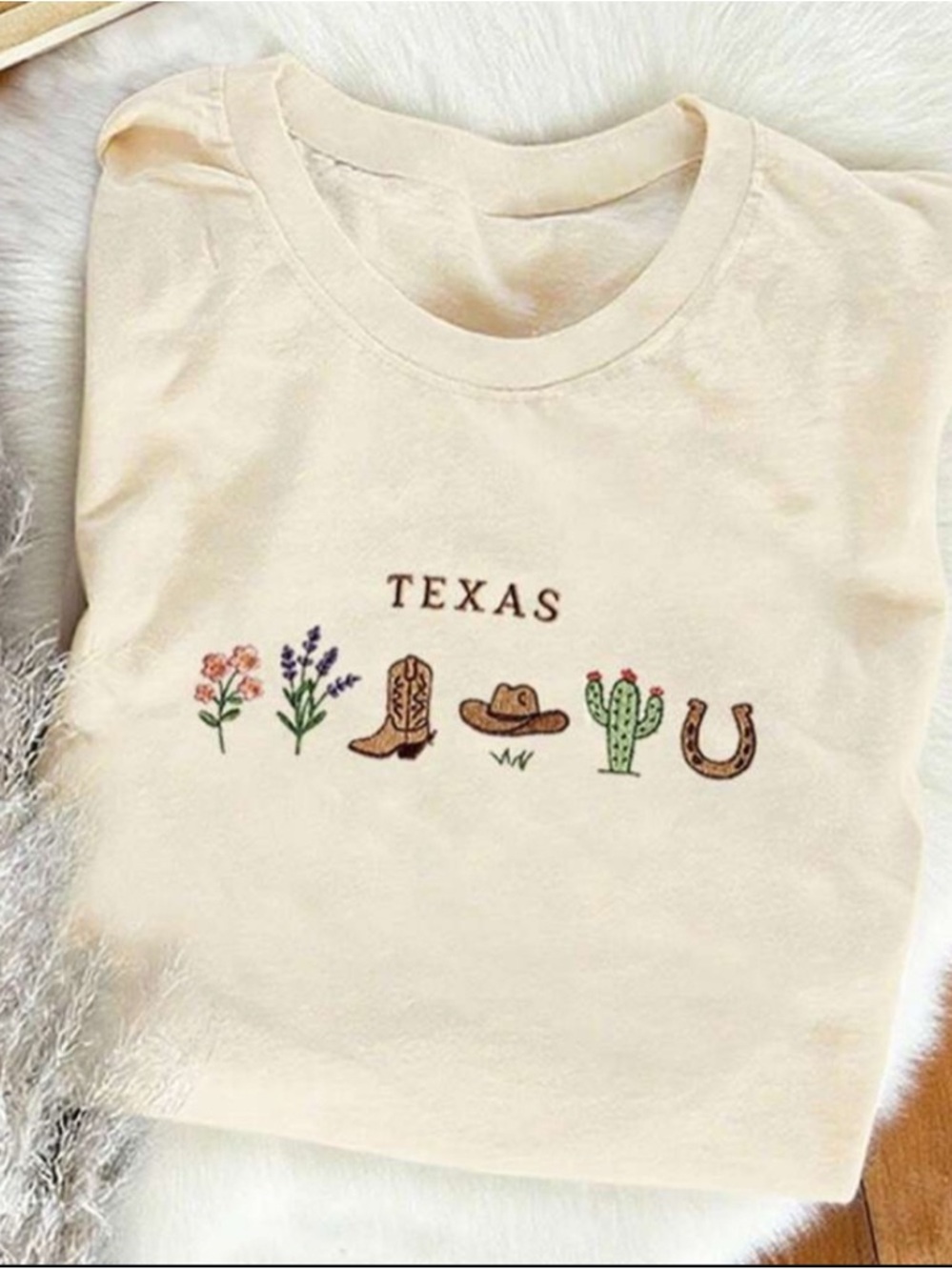 Cream 'Texas Icons' Short Sleeve Tee